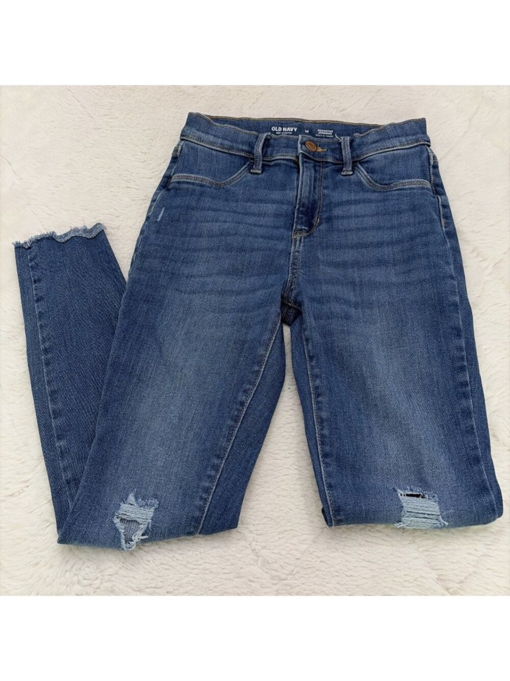 Old Navy 360 Stretch Girls Rockstar Jeggings 14 Distressed